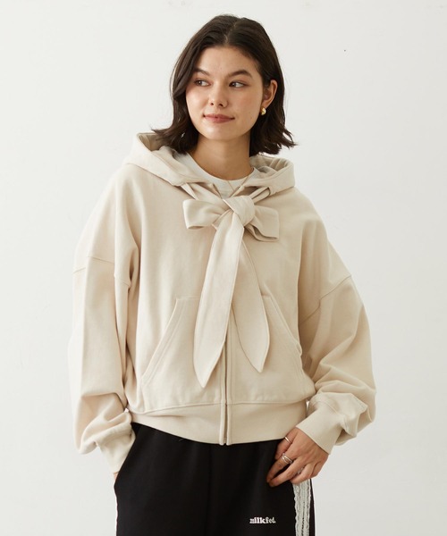 MILKFED.（ミルクフェド） パーカー BIG RIBBON SWEAT ZIP HOODIE 