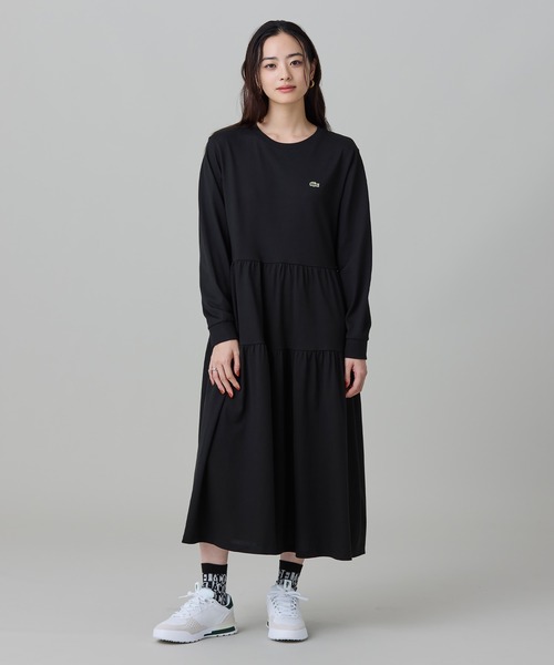 LACOSTE（ラコステ） ワンピース ティアード鹿の子ロングドレス