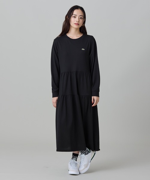 LACOSTE（ラコステ） ワンピース ティアード鹿の子ロングドレス