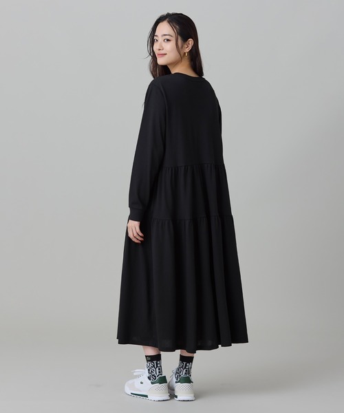 LACOSTE（ラコステ） ワンピース ティアード鹿の子ロングドレス