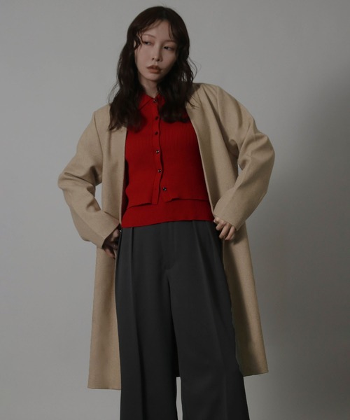 Social GIRL（ソーシャルガール） ノーカラーコート コート Vネック