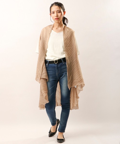 JE CROIS SOI ジュクロイスソワ　プリーツストールベスト　ジレ　新品 JE CROIS SOI ジュクロイスソワ プリーツストールベスト ジレ 新品