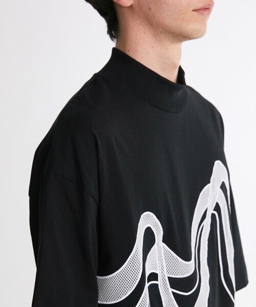 UNITED TOKYO tシャツ ウェーブグラフィックモックネックTEE