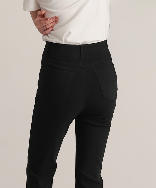 ストレッチハイウエストフレアパンツ 黒 パンツ 「ハイバーストレッチ」「XS~Lサイズ展開」ハイウエスト