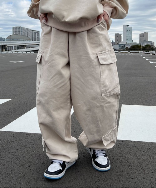 PEOPLESTYLE ダブルウエスト カジュアル レトロ カーゴパンツ H6b02e3874acf4a97940805f1c1a07