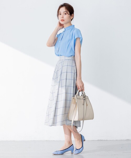 【美品】anysis　洗える　ツートーンシアーチェック スカート エニィスィス any SiS 【洗える】ツートーンシアーチェック