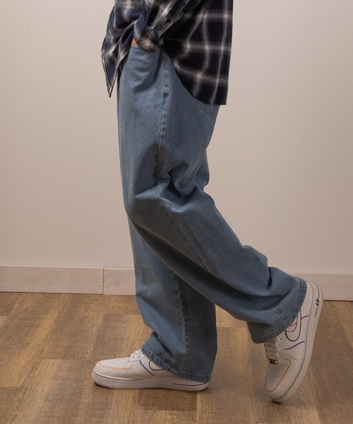 CHECKED MR*日本未*ウォッシュド/ワイドレッグ デニムパンツ ジーンズ 「0」ワイドシルエットデニムパンツ/ワイドテーパード