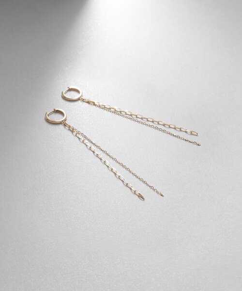 COCOSHNIK（ココシュニック） ピアス K10フリンジチェーン中折れ