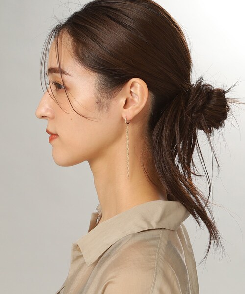 COCOSHNIK（ココシュニック） ピアス K10フリンジチェーン中折れ