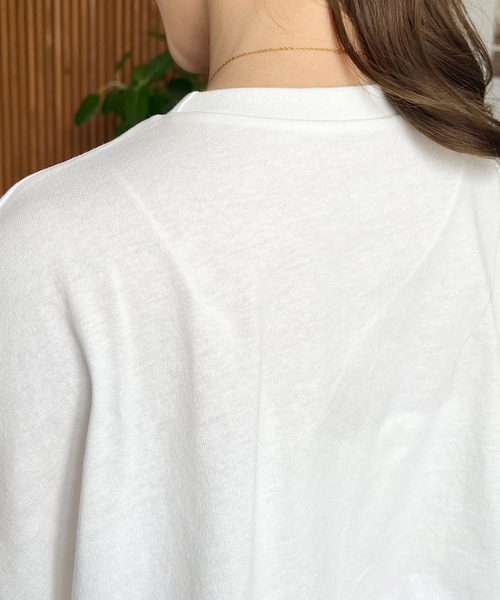 tシャツ 綿100％天竺.配色ステッチ半袖オーバーTシャツ レディース | moment+ | 13
