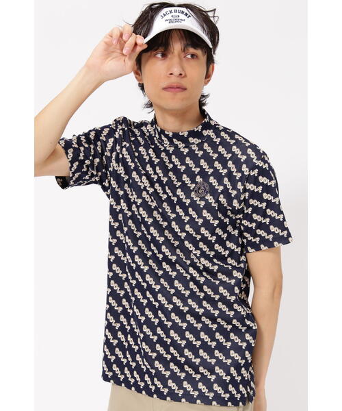 Jack Bunny ジャックバニー 総柄 モックネック シャツ マルチカラー