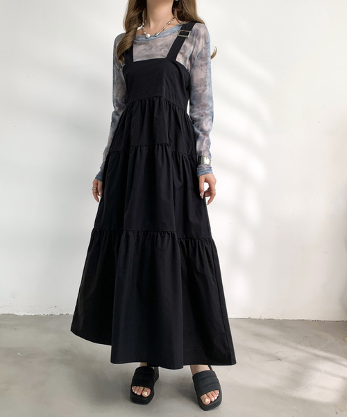 emi+ ワンピース フロントジップティアードワンピース
