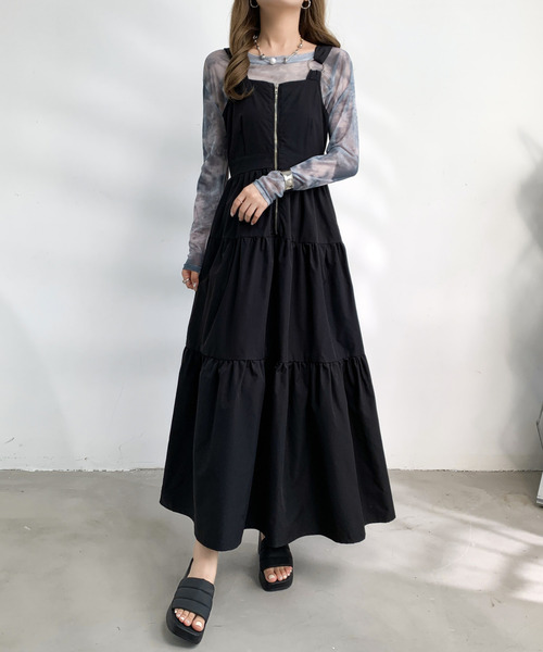 【美品】センタージップティアードワンピース ELENDEEK ワンピース センタージップティアードワンピース