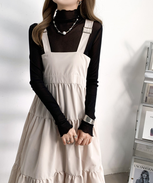 美品☆Rene☆ツイードワンピース フロントジップ ティアード 36 62g18 Rene ルネ フロントジップ ノースリーブツイード
