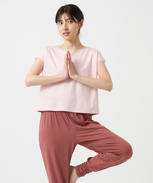 Chacott tシャツ チュールコンビクロップドTシャツ レディース