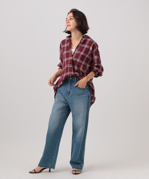 ブラウス シャツ アソートチェックＢＩＧシャツ  525629 レディース STYLEBLOCK ブラウス シャツ サテンチェーン柄ブラウス