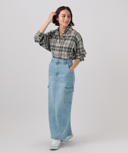 ブラウス シャツ アソートチェックＢＩＧシャツ  525629 レディース BAYFLOW ブラウス シャツ 「ヒップまでカバーできる」アソート