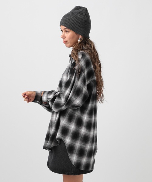 ブラウス シャツ アソートチェックＢＩＧシャツ  525629 レディース STYLEBLOCK ブラウス シャツ サテンチェーン柄ブラウス