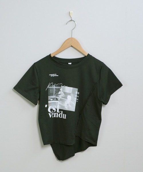 shopnikoniko tシャツ プリントTシャツ 半袖 ショート丈 フォト