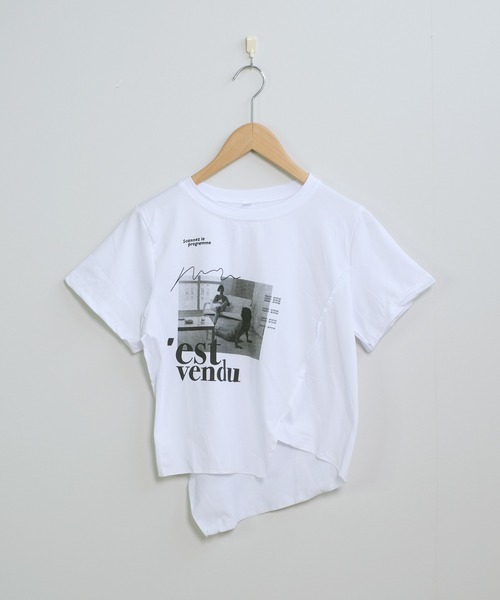 shopnikoniko tシャツ プリントTシャツ 半袖 ショート丈 フォト