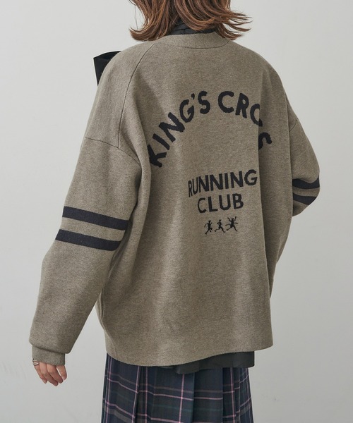 スマホショルダー カーディガン 「St.Johns 3rd club」カレッジニットカーディガン レディースの画像