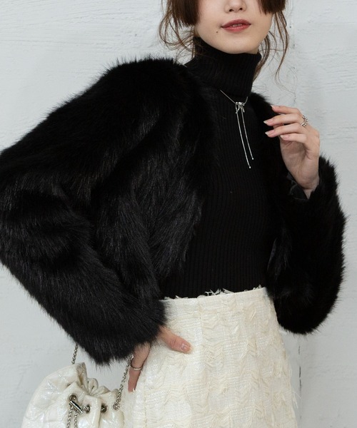 pumpkin port コート アウター フェイクファー ショート丈 ボレロ  