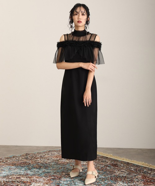 atlo（アトロ） ドレス 結婚式パーティードレスビスチェミモレ丈