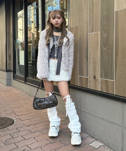 UGLY SHADOW スカート 「Uglyshadow」 ROSE FUR MINI SKIRT