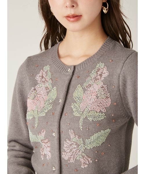 LILY BROWN 花柄刺繍カーディガン LILY BROWN カーディガン 「L.B CANDY STOCK」フラワービーズ