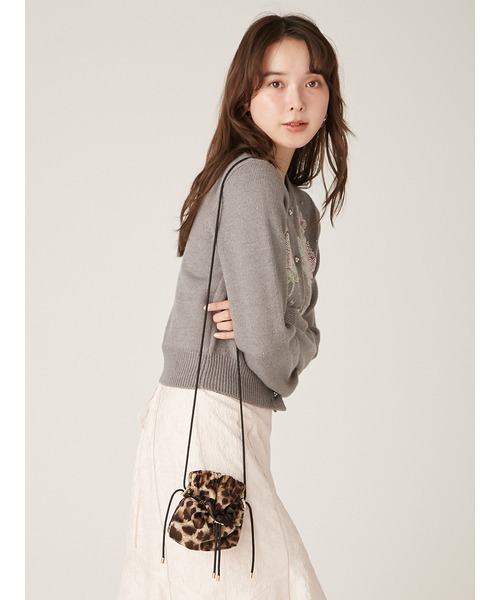 Lily Brown 〔CANDY STOCK 〕 刺繍ビーズニットカーディガン LILY BROWN カーディガン 「L.B CANDY STOCK」フラワービーズ