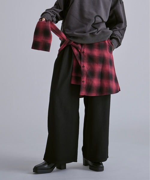 Ellno Loset パンツ シャツラップワイドパンツ メンズ