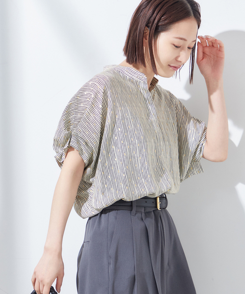 ジャーナルスタンダードレサージュDEVEAUX GOLD ラメモノトーンシャツ journal standard L'essage ブラウス シャツ 「追加2」DEVEAUX