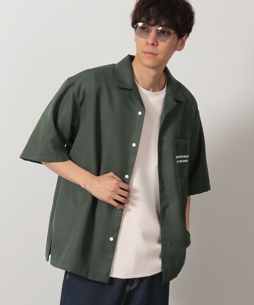 OWNER 半袖ストレッチシャツ L ブラック/ライム OWNER 半袖ストレッチ