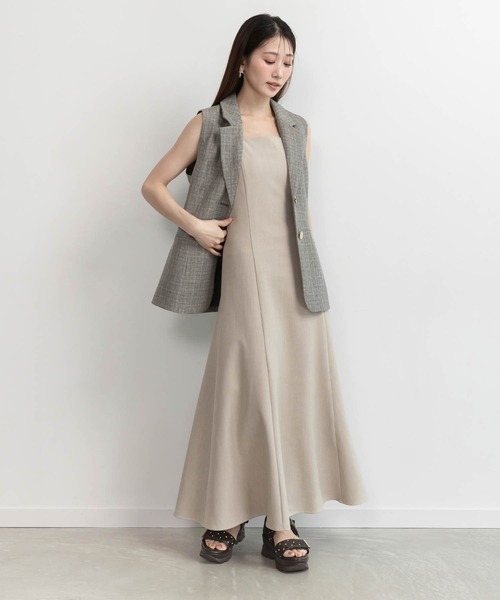 RANDA ノースリーブロングワンピース RANDA ワンピース ノースリーブジャケット×キャミワンピース