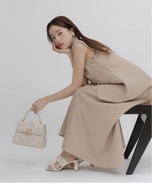 RANDA ノースリーブロングワンピース RANDA ワンピース ノースリーブジャケット×キャミワンピース