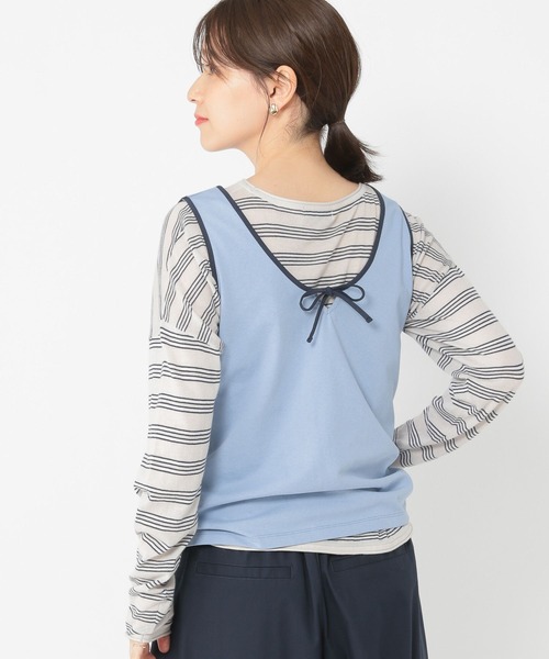 ★新品・未使用★ebure タンクトップ ネイビー カットソー ノースリーブ classicalelf（クラシカルエルフ） タンクトップ ノースリーブ 丸首 綿