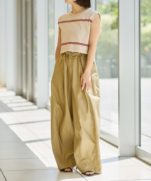 IENA LA BOUCLE パンツ スラブバックサテンパンツ2 レディース