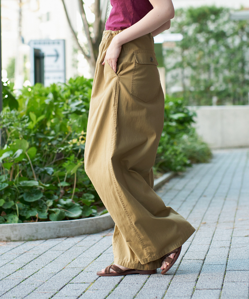 IENA LA BOUCLE パンツ スラブバックサテンパンツ2 レディース