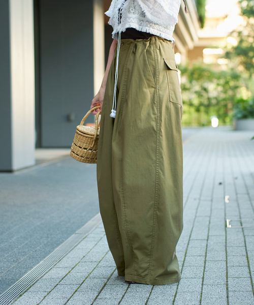 IENA LA BOUCLE パンツ スラブバックサテンパンツ2 レディース