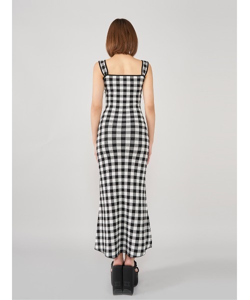 ワンピース Darich gingham knit long one piece Darich ワンピース ギンガムジャガードニットロングワンピース