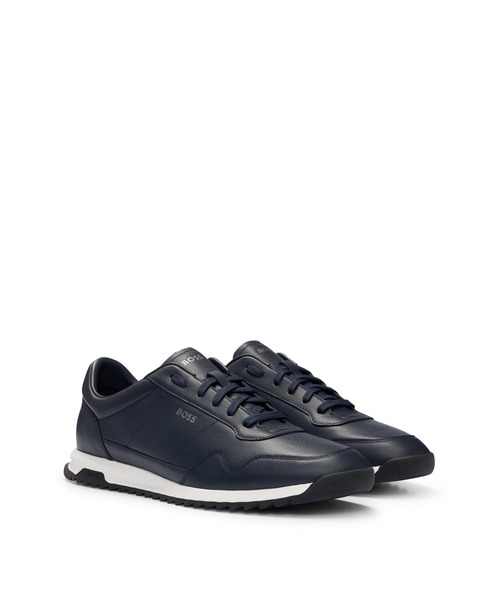 ★Hugo Boss★ディテールレザースニーカー BOSS（HUGO BOSS） スニーカー シグネチャーディテール レザー