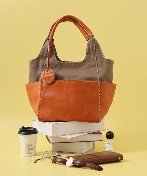 トートバッグ zucchero キャンバス×レザーコンビトートバッグ レディース
