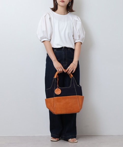 トートバッグ 大きめ zucchero キャンバス×レザーコンビトートバッグ
