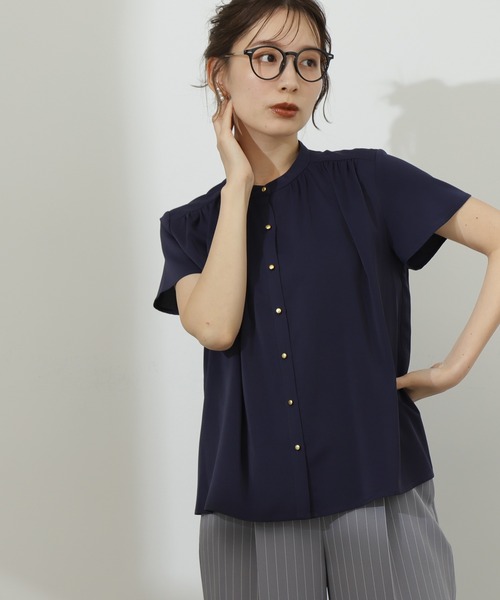 「N.（N. Natural Beauty Basic）」 半袖シャツ MEDIUM ネイビー レディース