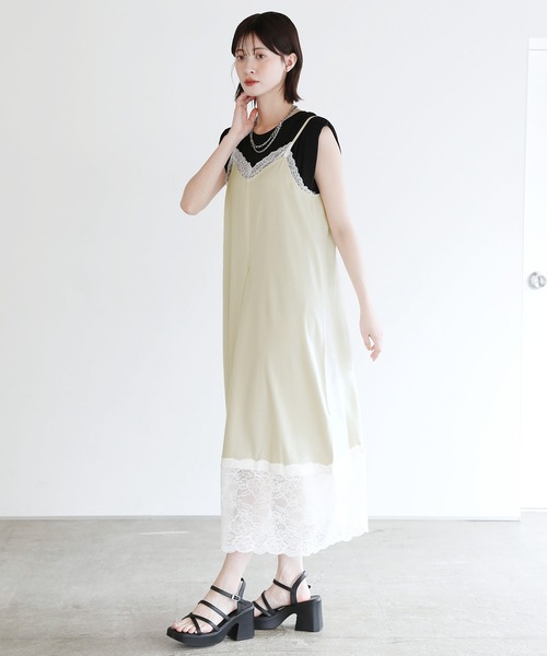 ワンピース 夏 裾レースで足元きれい見えキャミワンピース | shetila | 08