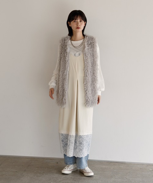 ワンピース 夏 裾レースで足元きれい見えキャミワンピース | shetila | 03