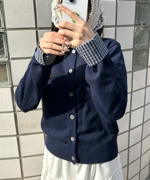 LACーVERT カーディガン 「レイヤード見え」チェックポイント