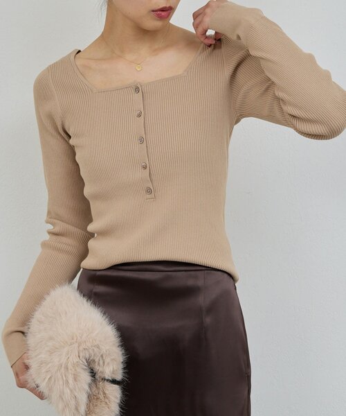 GALLARDAGALANTE ニット セーター スクエアヘンリーネックニット