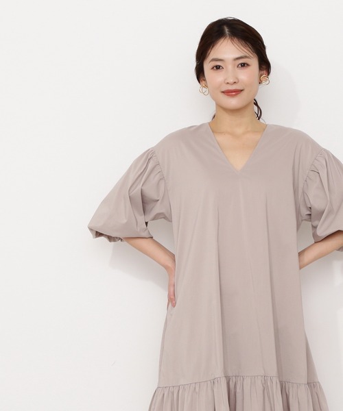 「NATURAL BEAUTY BASIC」 7分袖ワンピース MEDIUM オレンジ レディース_画像2