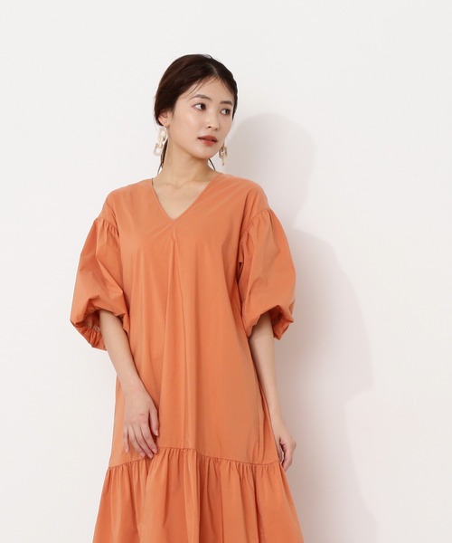 「NATURAL BEAUTY BASIC」 7分袖ワンピース MEDIUM オレンジ レディース_画像7
